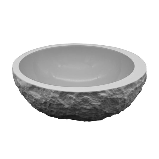 Round Stone Edge Vessel White