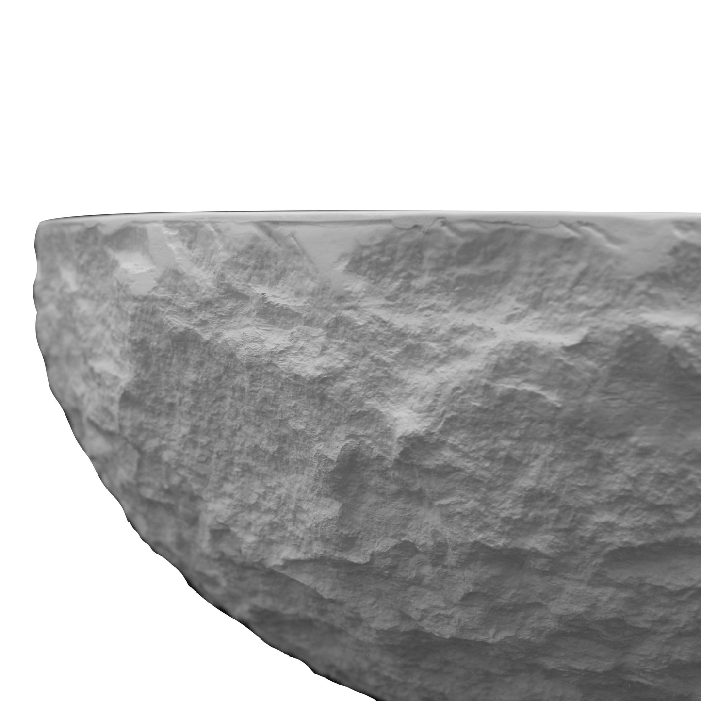 Round Stone Edge Vessel White